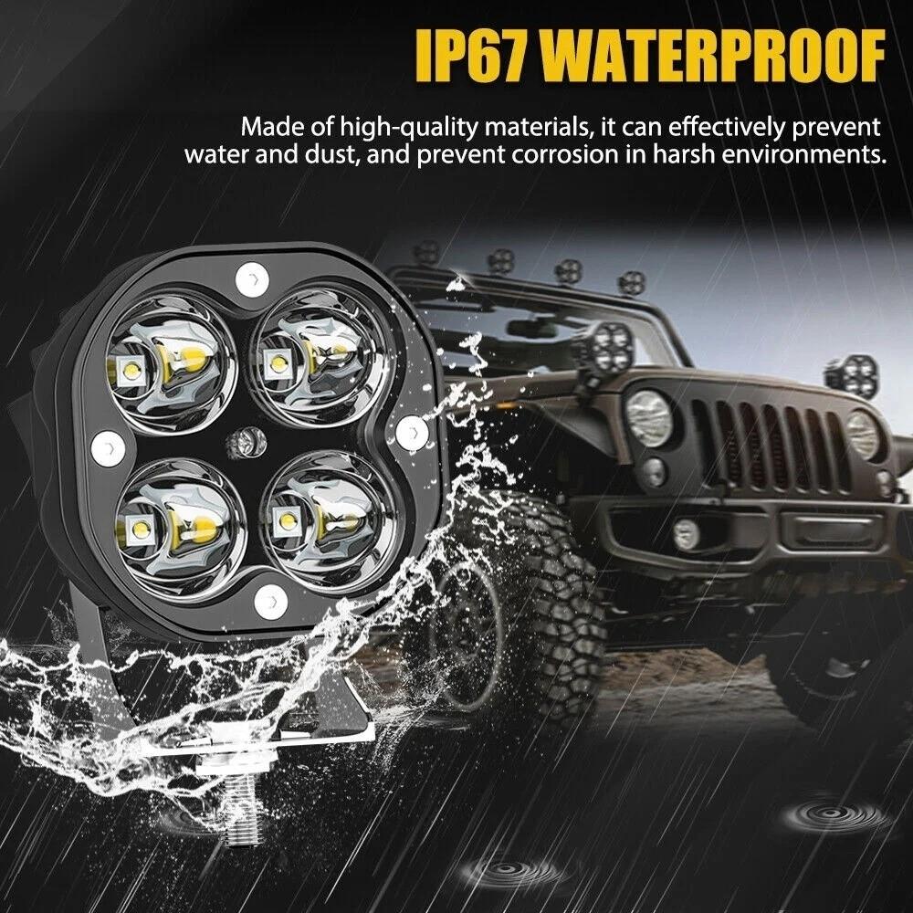 12V 24V Driving Moto Spotlights White/Yellow Light Car Fog Lamp Motorcycle Work Light  Truck