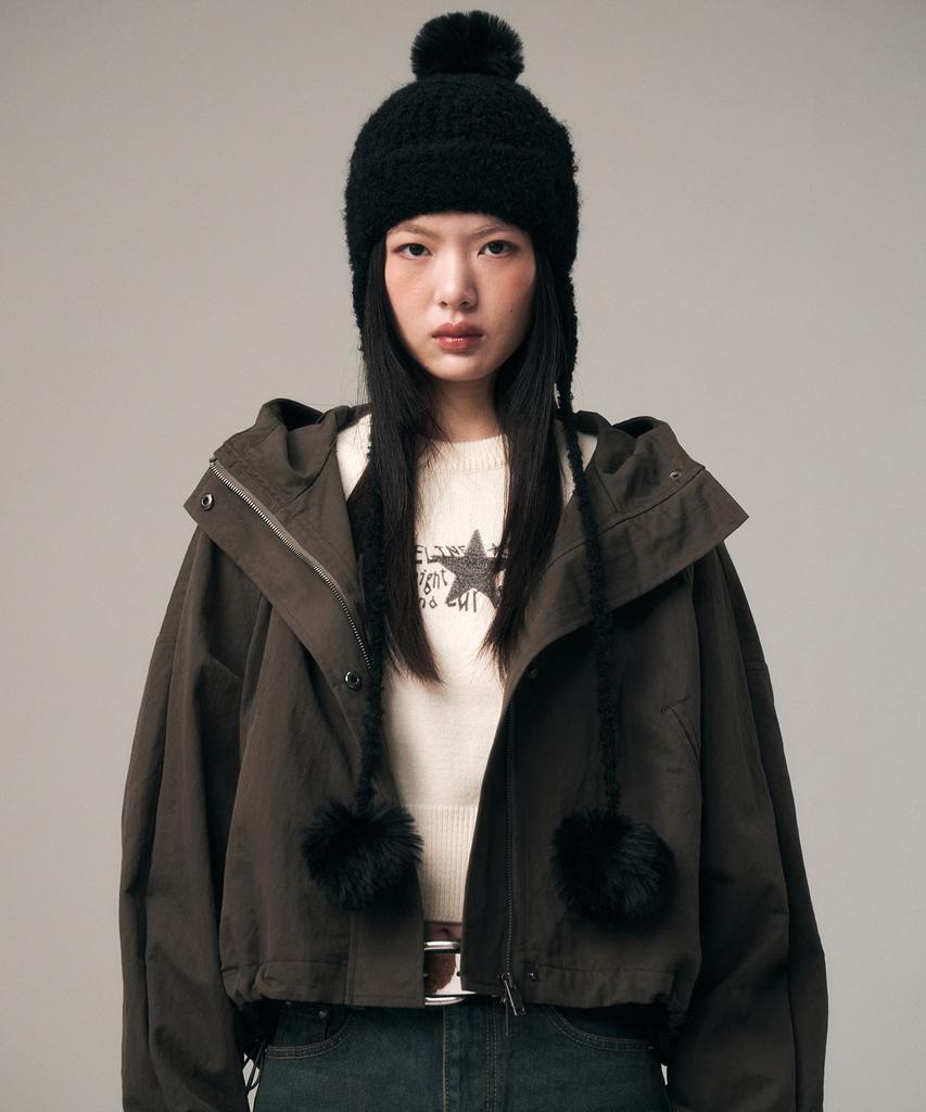 Seukweeolain Ear Flap Pom Pom Beanie_ 6Color