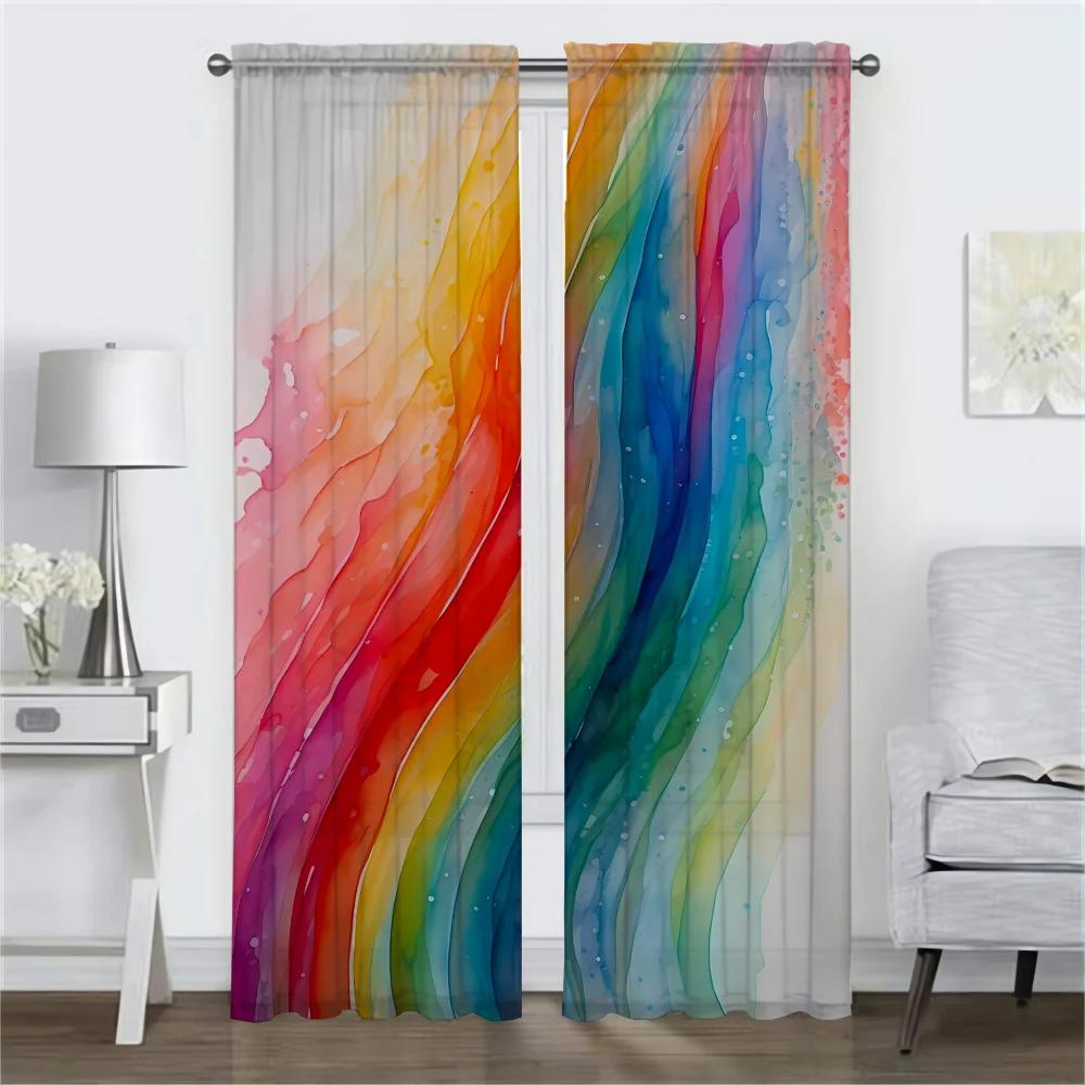 Happy Dopamine Tulle for Bedroom Home Interior Curtains for Living Room Shades Partition Window Curtain Curtains 2 Pieces Camera