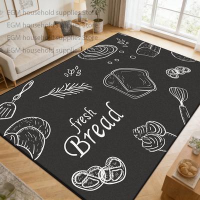 Hand Drawn Food Pattern Rug Indoor Non-Slip Easy Cleaning Izable Carpet Bedroom Play Living Room Floor Mats Dining Room