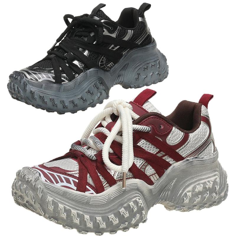 SyfIyno NEW Comfy Women's Shoes Non-slip Chunky Sneakers Mid Heel Pumps Women's Casual Sneakers Mesh Shoes Size 35-40