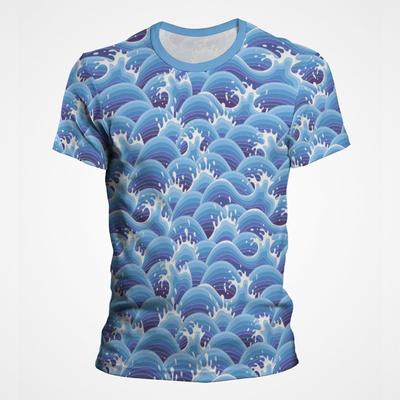 T-shirt imprimé en 3D Vagues Ondulations d'eau Pour Hommes Mode Vacances T-shirt Femmes Surf Sport Streetwear Décontracté Drôle Tee Tops