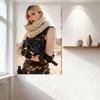 Sexy Blonde Woman In Camo Tactical Outfit with Assault Rifle Desert Landscape Metal Tin Sign for Wall Decor, Home Bar Pub Vintag