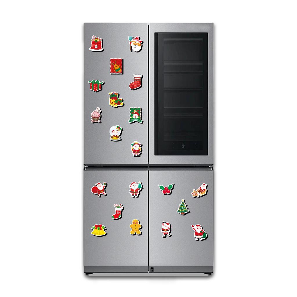 20-Piece Christmas Cartoon Magnetic Refrigerator Stickers: Gingerbread Man & Tree Designs