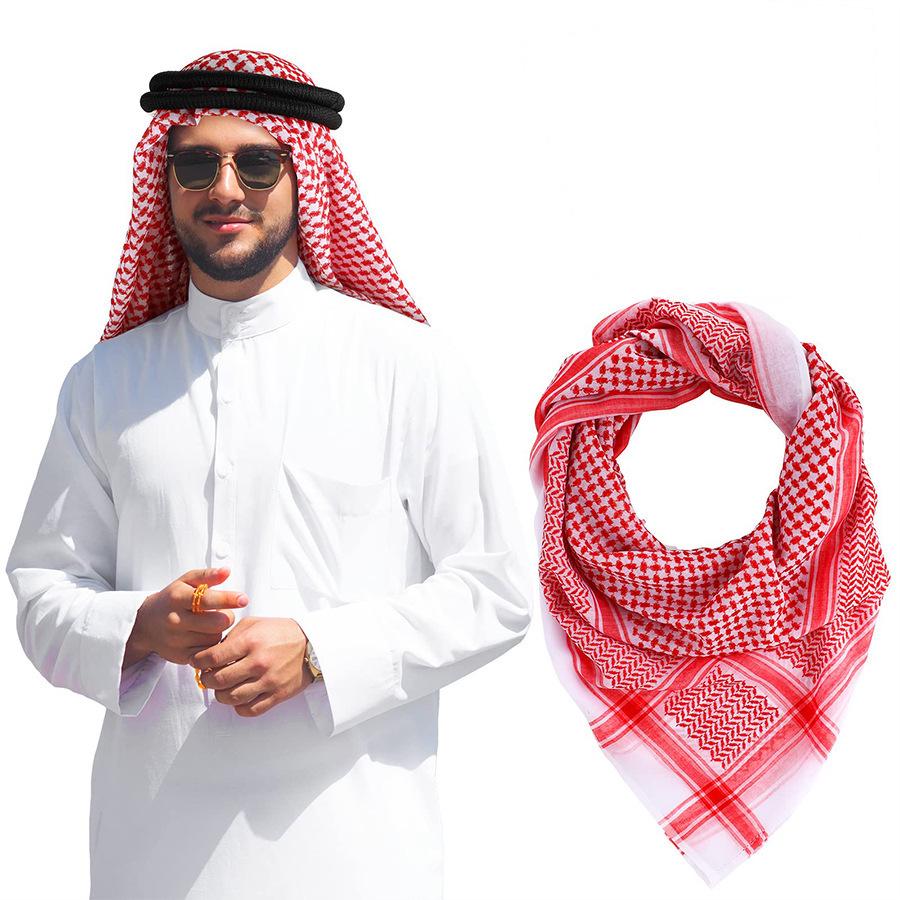 Men's Classic Jacquard Arab Headscarf - Ethnic Middle Eastern Square Scarf