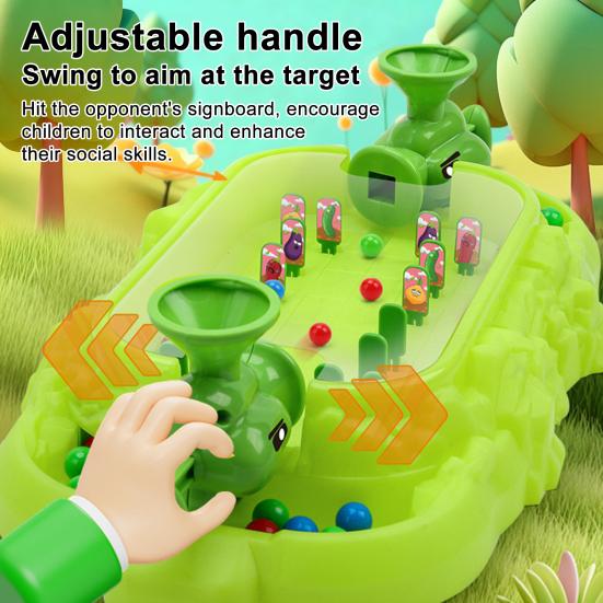 Kids Ball Shooter Toy with 60 Beads Focus Training Family Night 2 Players Interactive Vegetable Target Shoot Board Game Toddlers Boys Girls Gift