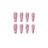 24 Stuks Herbruikbare Zelfklevende Nepnagels French Lang Ballet Roze Roos Contrast Lijn Press On Nagels