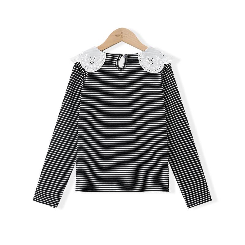Montagut Girls' Doll Collar Long Sleeve T-Shirt