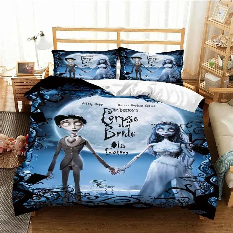 Love Animated Film Corpse Bride Bedding Set Single/Twin King Duvet Cover Home Bedroom Decor Bedspread Pillow Cover