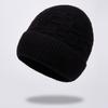 Autumn and winter new pure wool knitted hat warm hat men's fleece thickened adult hat men's cold hat