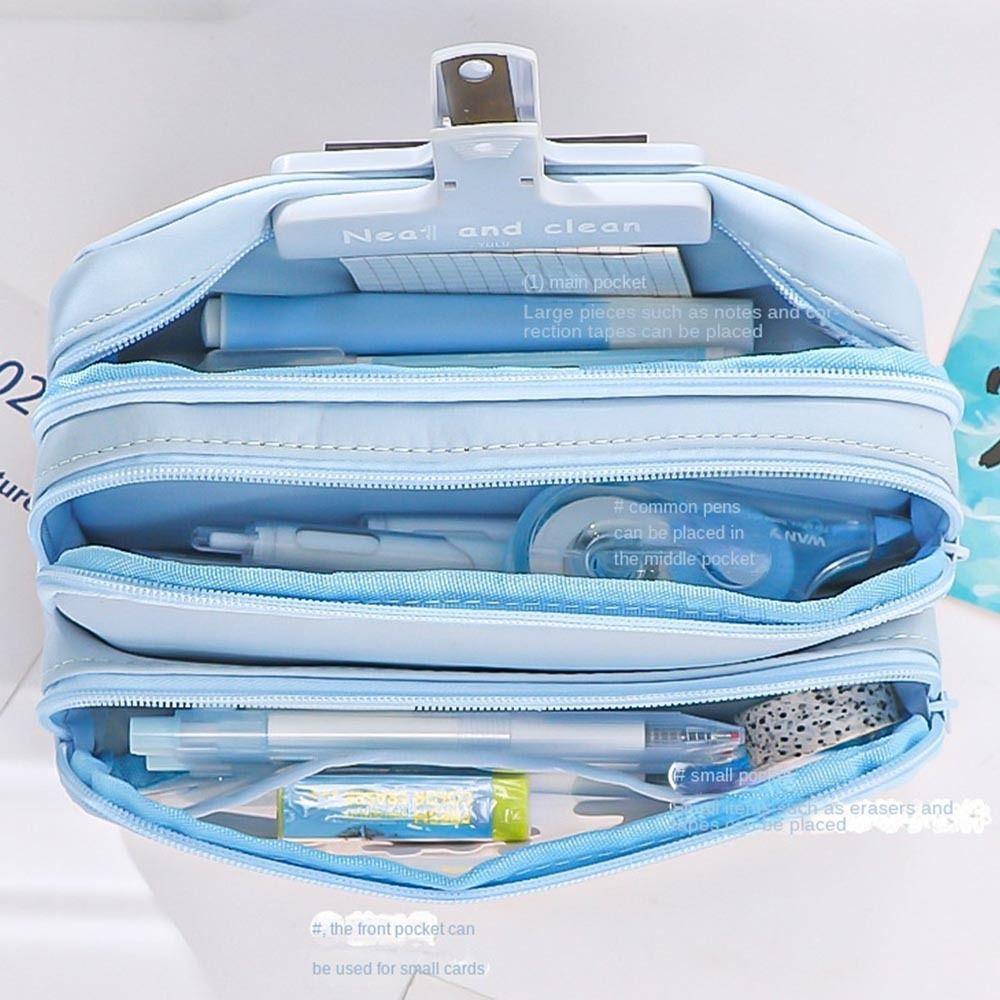 Multilayer Pencil Bag Large-capacity Pen Pouch Simplicity Transparent  Pencil Case  Student