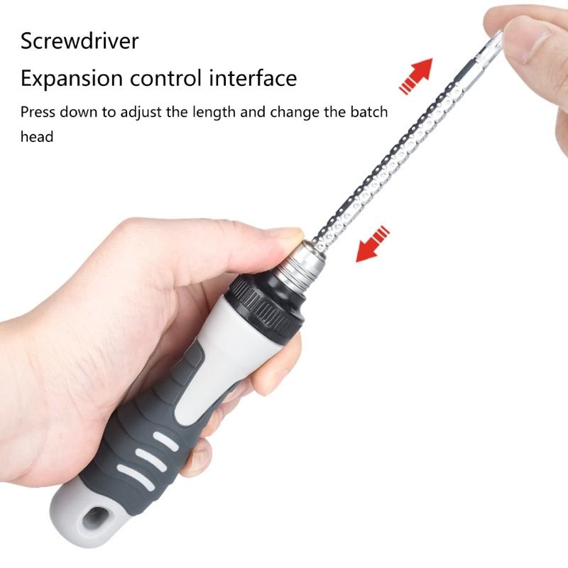 Ratcheting Telescopic Screwdriver Double Purpose Magnetic Ratcheting Screw Driver Adjustable Rod Length Hand Tool