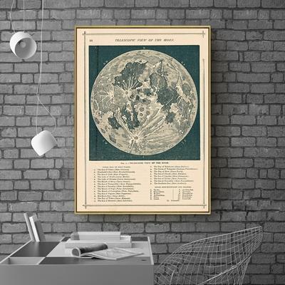 Vintage Full Moon Map Reproduction Wall Art Print Poster Lunar Astronomy Moon Chart Canvas Painting Picture Home Wall Art Decor