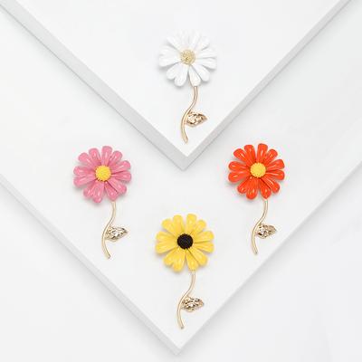 Stilvolle und schlichte emaillierte kleine Gänseblümchen-Brosche, vielseitiges Temperament, Sonnenblumen-Reversnadel, Anti-Licht-Nadel