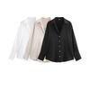 Kaslead New Arrival Women's Fashion Style Stylish Simple and Versatile Silk Satin Texture Classic Shirt 8741036