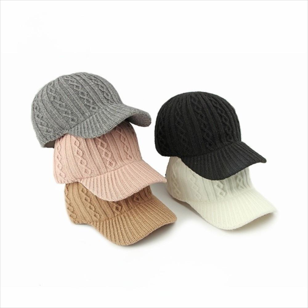 Versatile Peaked Hat Solid Color Snapback Cap Trendy Knitted Baseball Cap  Unisex