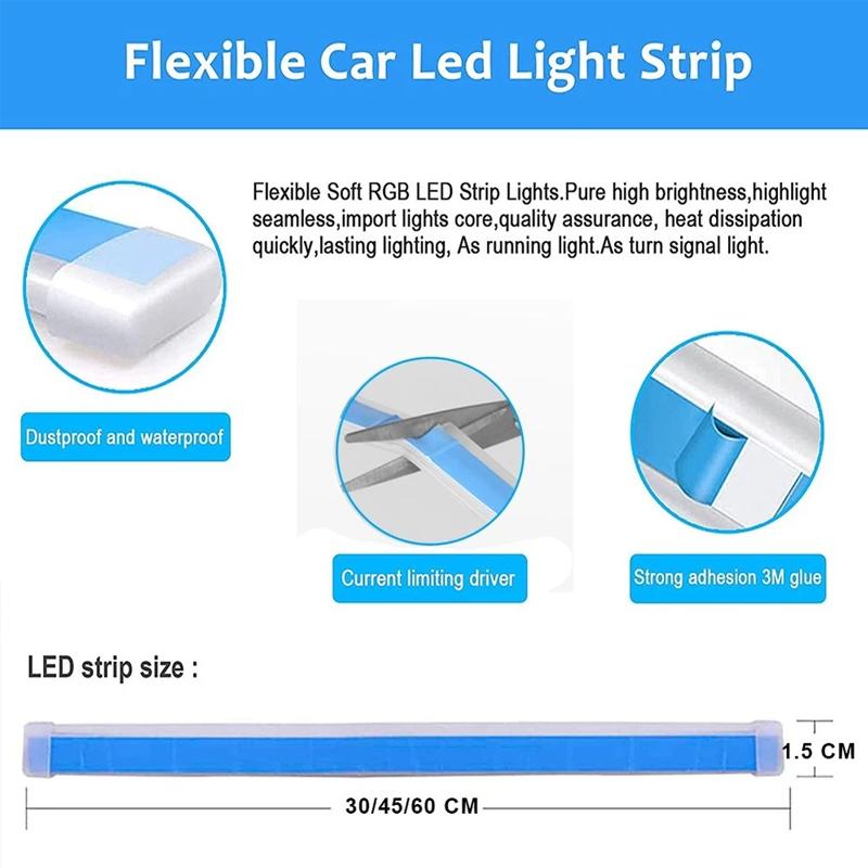Car Ultra-Thin LED Light Strip - Daytime Running & Starting Flow Dual Ribbon Decorative
