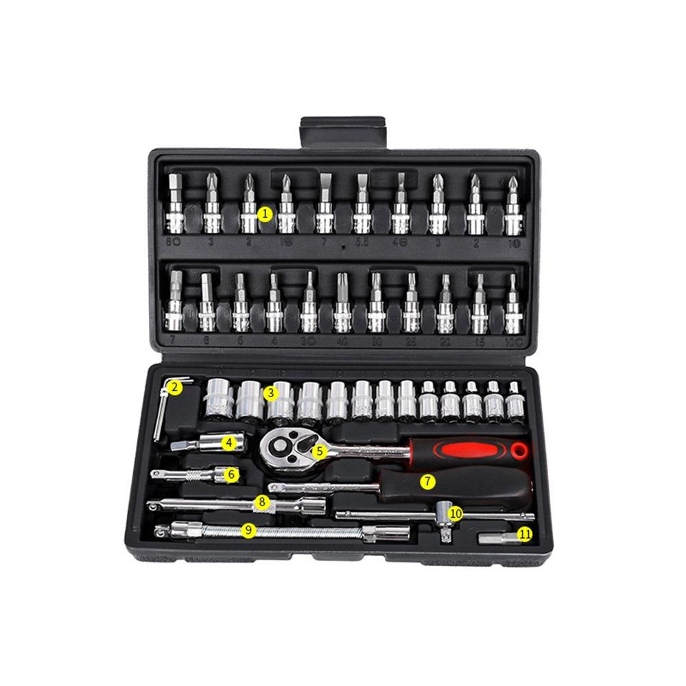 

Износостойкий Набор Комбинированных Трещоточных Ключей Высокая Прочность Набор Инструментов для Домашнего Обслуживания Велосипед чёрный