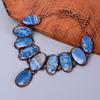 Natural Owyhee Blue Opal Copper Mother Gift Electroformed Chain Necklace Jewelry V-83