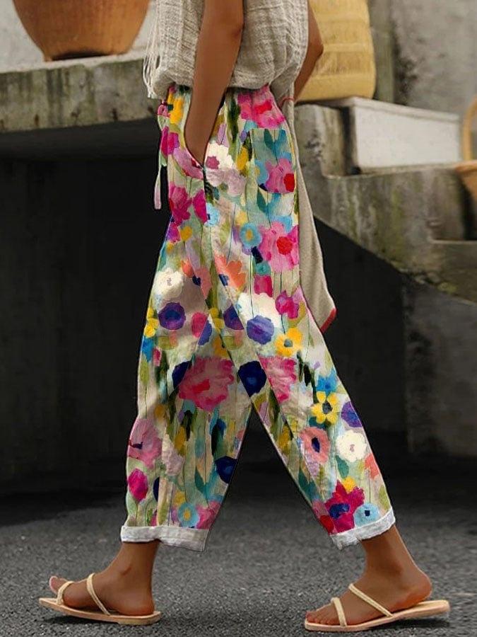 2025 Amazon's New Temperament Commuter 3D Digital Printing, Cotton and Linen Simple Crimped Casual Pants Can Be Printed