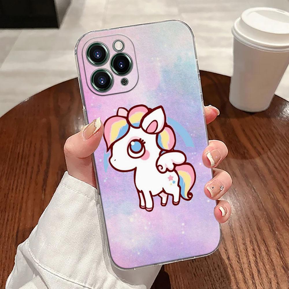 Süßes Regenbogen-Einhorn Transparente Hülle Für Apple iPhone 17 16 15 14 13 12 11 Pro Max 16 Plus 16E 17Air 17Pro Handyhülle Silikon