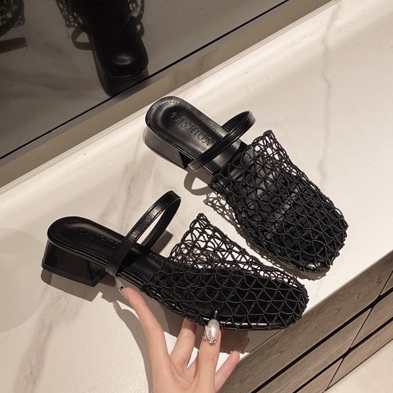 Fashion Summer Hollow Out Wedges Heel Women Mules Slippers Fashion Light Dress Slides Ladies Outdoor Street Style Sandalias