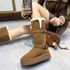 Women's Mid-calf Large Size Soft Sole Winter Warm Fur One Snow Boots Padded Lined Ankle Boots Non-slip Hiking Casual Sports Cotton Boots