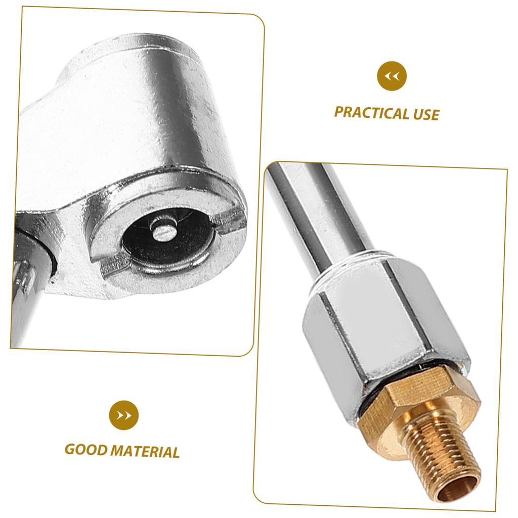 PAMINGONO Inflatable Nozzle Accessories Tire Inflator Extension Locking Air Chuck Tire Inflator Gauge Tire Inflator Adapter Stainless Steel