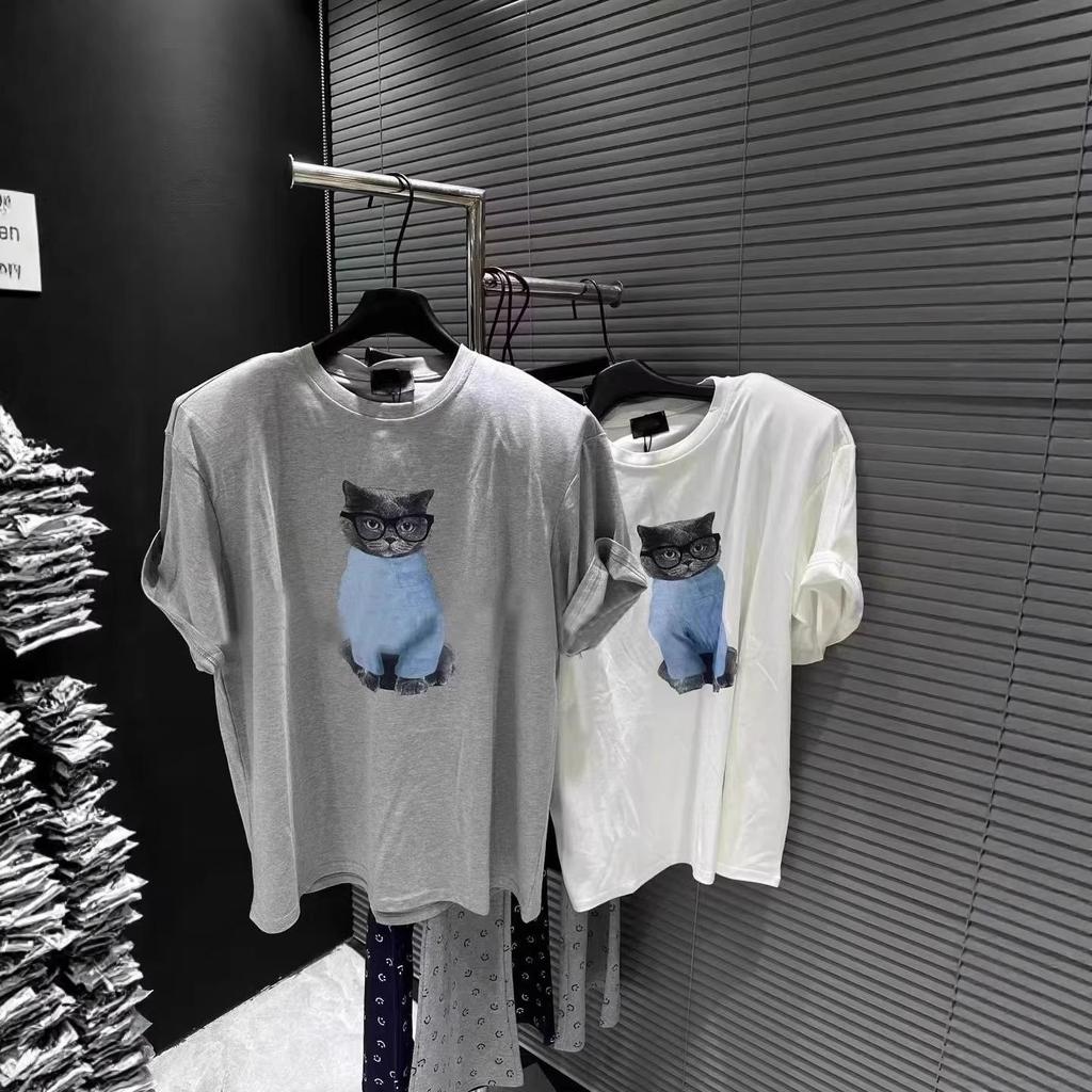 White Cat Women's Pure Cotton Loose Half Sleeve T-Shirt - New Spring/Summer 2026 Design