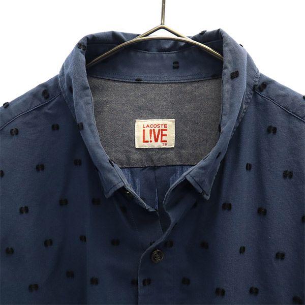 LACOSTE Overall handle Long sleeve Button down shirt 39 blue Cotton shirt Men's Used