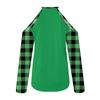 Mode féminine décontractée col en V St. Haut t-shirt à manches longues et épaules dénudées imprimé Saint-Patrick