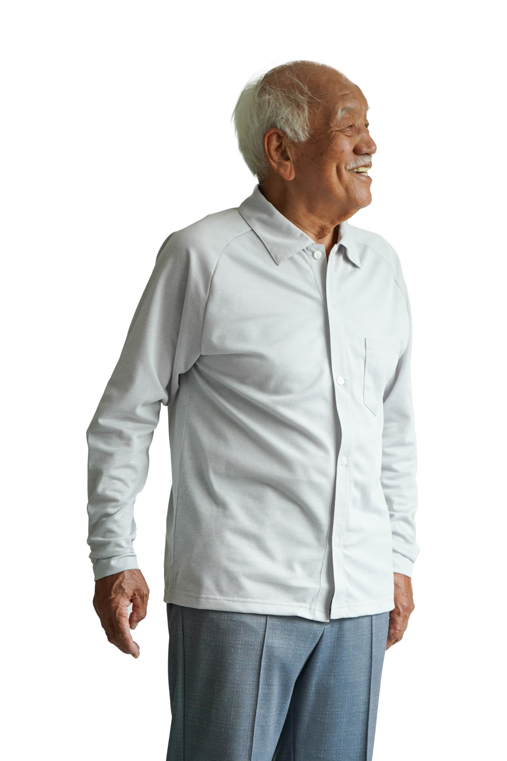 

Сделано в Рэглан Рукав 3/4 Поло с открытой передней частью Старший Серебряный [Cocowaku] Япония, Мужская рубашка, Мужская мода, 60-е, 70-е, 80-е, Весна/Лето, M,