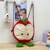 Cute Cartoon Apple Plush Backpack & Crossbody Bag – Large Capacity Schoolbag