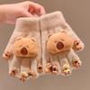 Children's Gloves Winter New Girl's Five Finger Cover with Velvet for Warmth and Warmth