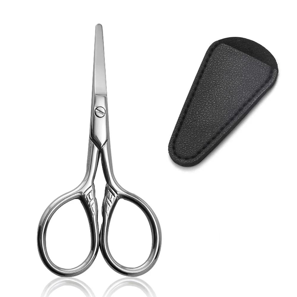 

1 шт. ножницы для стрижки волос на лице и бороды, усов, носа, бровей и ногтей, ножницы из нержавеющей стали для подравнивания и макияжа