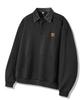 TRILLION Leather Patch Denim Collar Rugby Sweatshirt_Pigment Charcoal