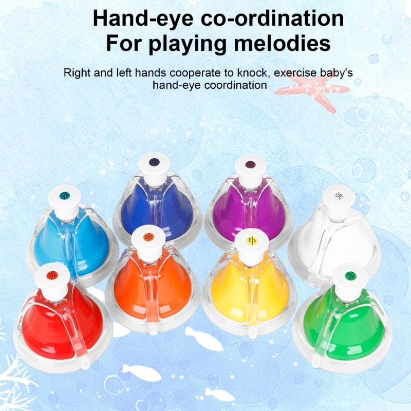 8Pcs Educational Music Toy for Toddlers Children Gift Desk Bells for Kids 8 Notes Colorful Hand Bells Set