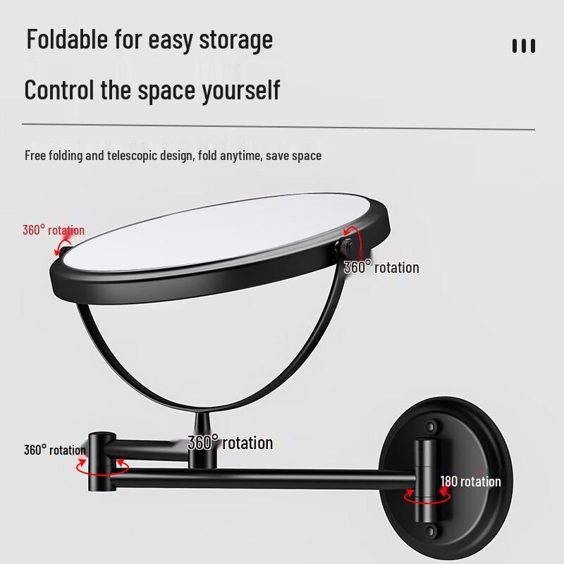 Yiceng No-Drill Wall-Mounted Double-Fold Cosmetic Mirror