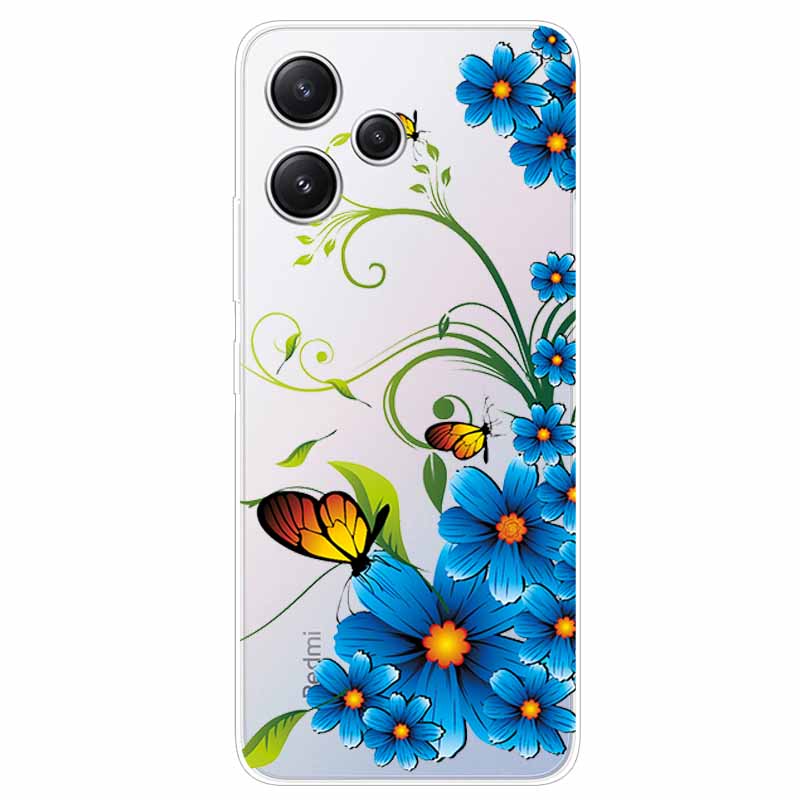 For Xiaomi Redmi 12 Case Flowers Clear TPU Silicon Funda Capa On for Redmi 12 4G / Redmi12 5G Soft Covers Transparent Coque Bags