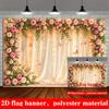 1Pcs Pink White Rose Green Leaves Butterflies Decoration Background Wedding Backdrop Decorations For Photo Studio Booth Party