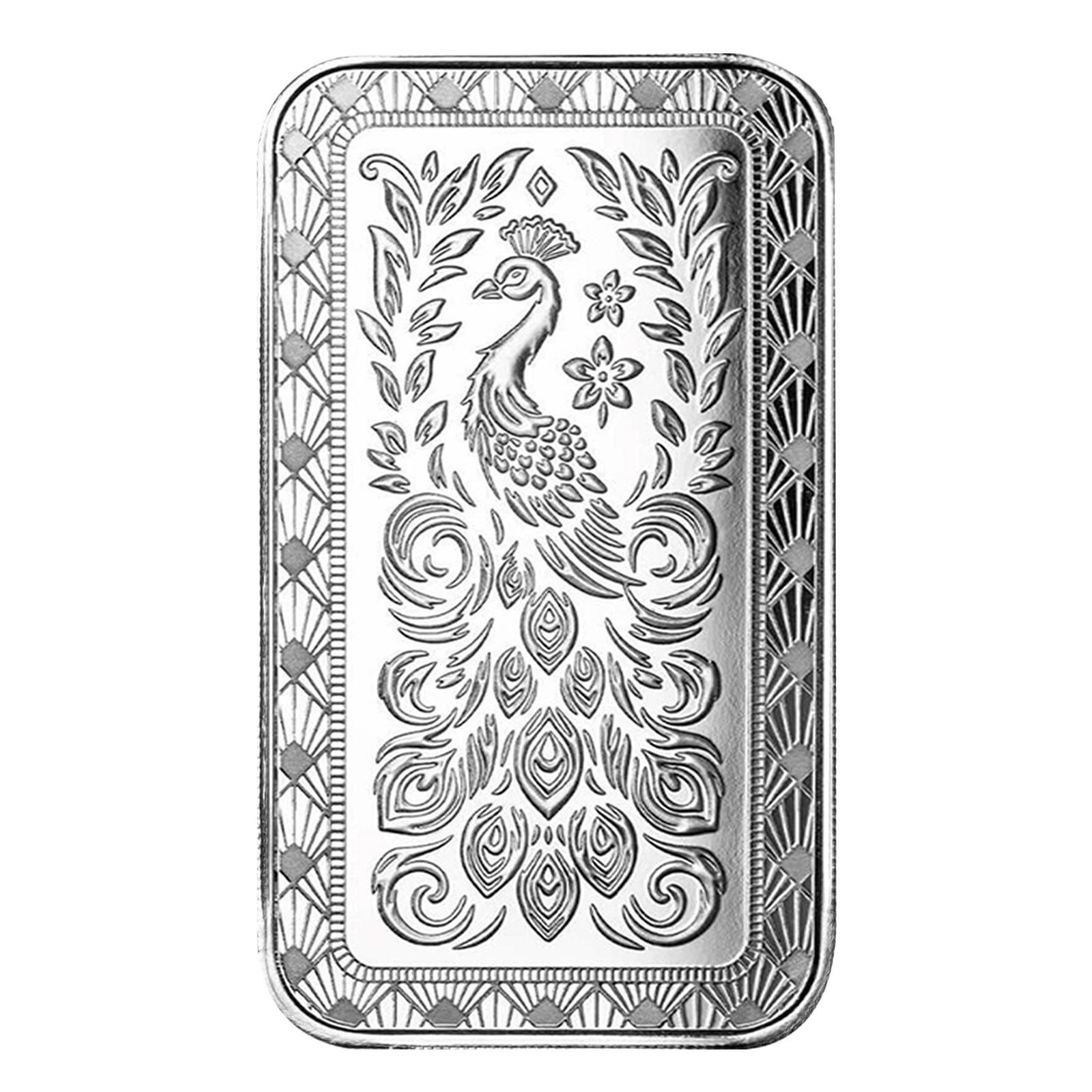 American peacock, Chinese zodiac sign, one ounce silver bar, silver plated commemorative coin, commemorative medal, square replica