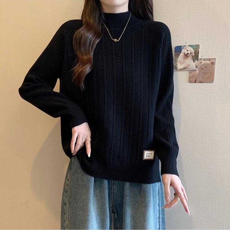 Dámský svetr s polorolákem Podzim Zima Volný Ležérní Pulovr Pletený top