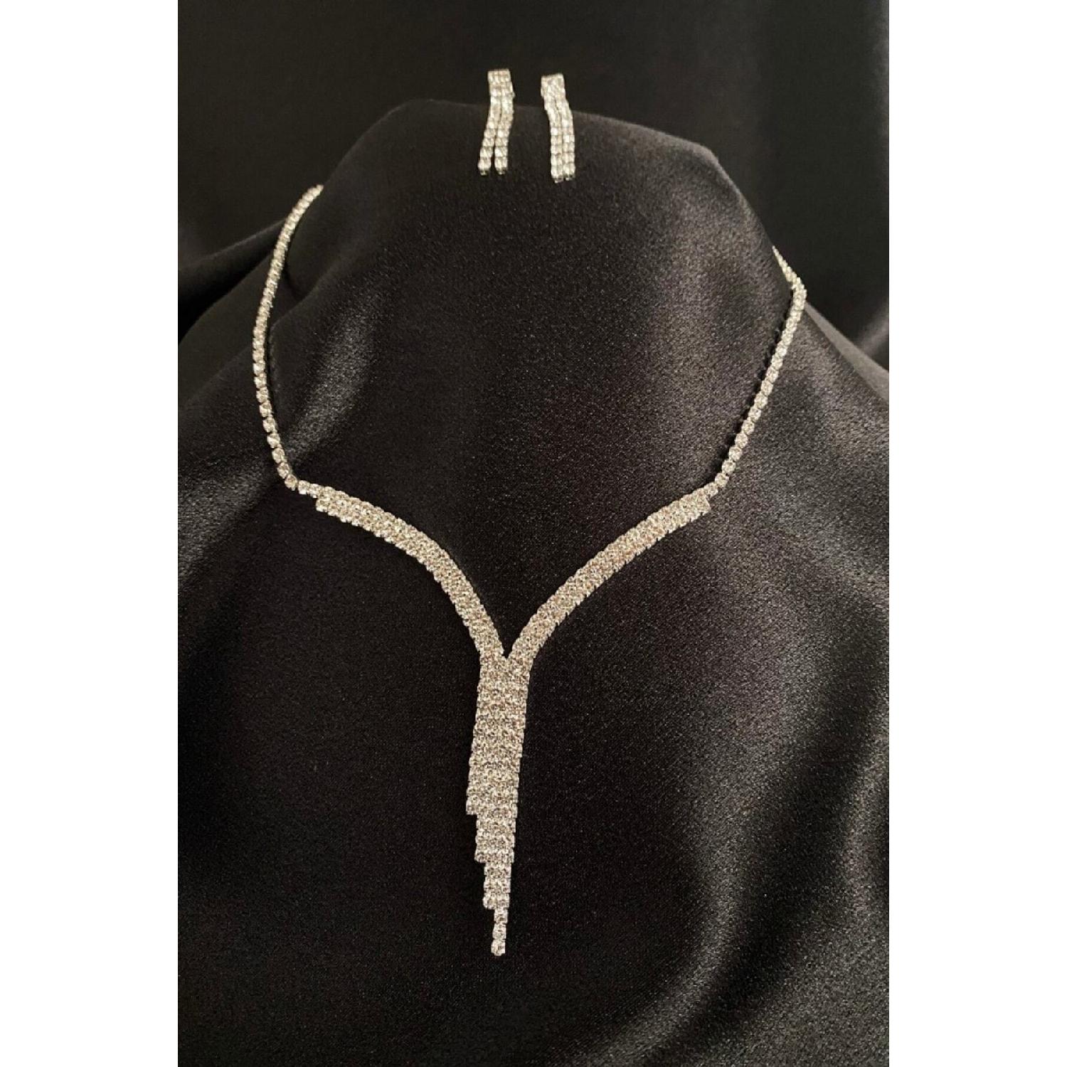 

Женское VIP-вечернее платье, свадебное платье, ожерелье, серьги, водный путь, двухрядное ожерелье с камнем серебряный