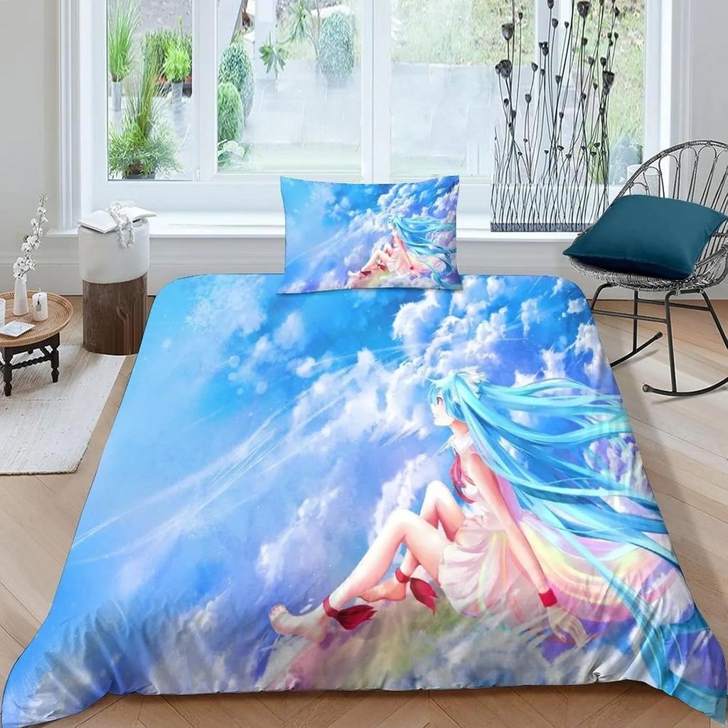 Anime H-Hatsunes Miku Duvet Cover cartoon cute bedding creative Kawaii girls bed sheet duvet cover pillowcase gift