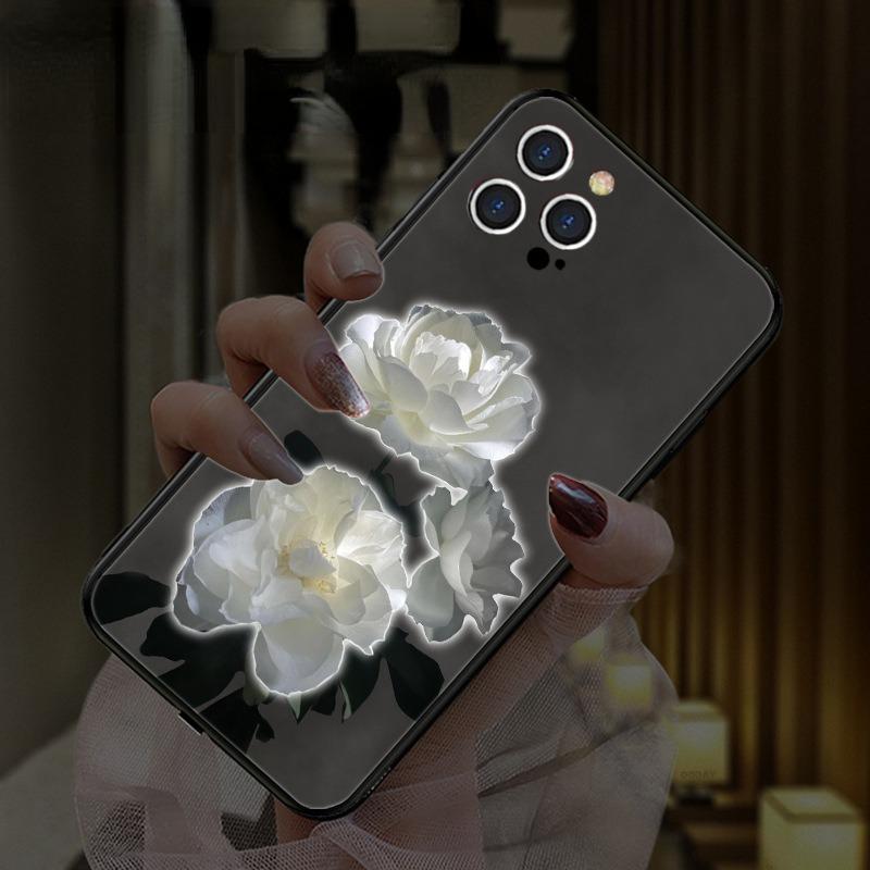 LED Light Up Glowing Luminous Glass Phone Case For IPhone Smart Cover