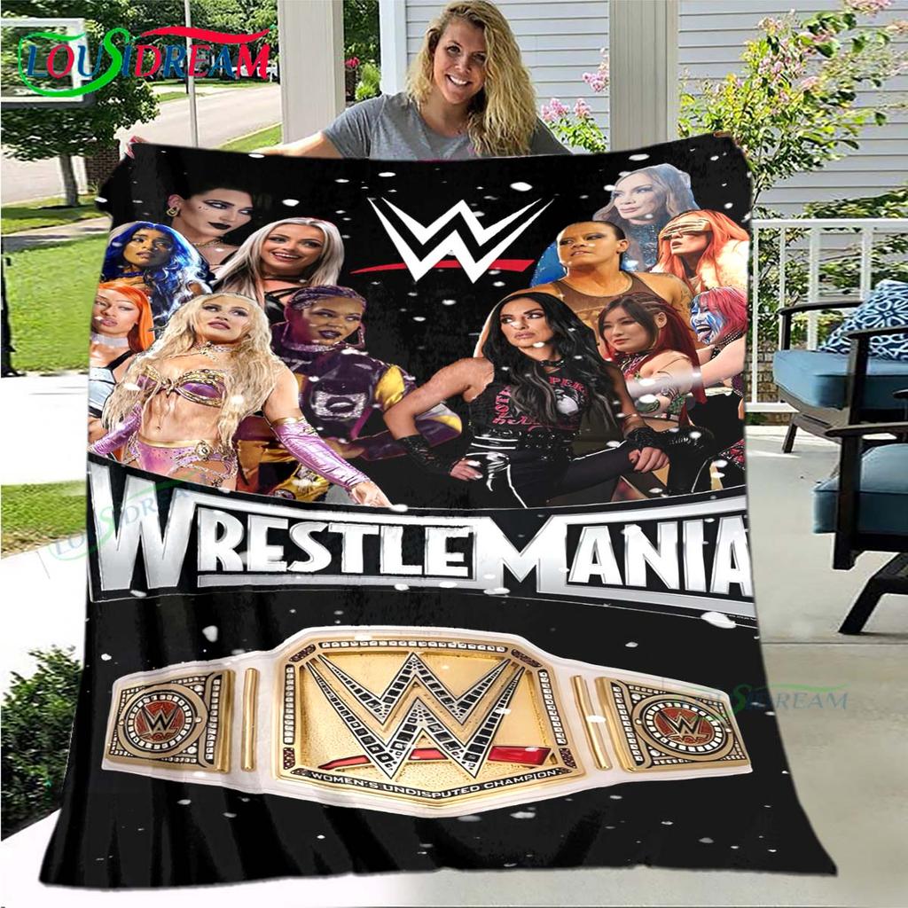 Fashion Wrestling Sport W-Wwe Print Blanket Flannel Thin Blanket Portable Home Travel Office Lunch Break Blanket Bath Towel Gift