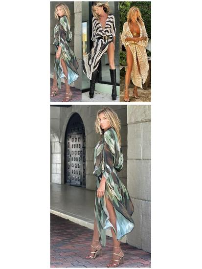 2026 Summer Plus Size Beach Chiffon Cardigan for Women - Printed, Sun Protection, Loose Fit for Vacation