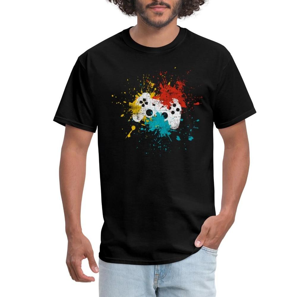

Controller Paint Splatter Gamer Men s T-Shirt 3XL