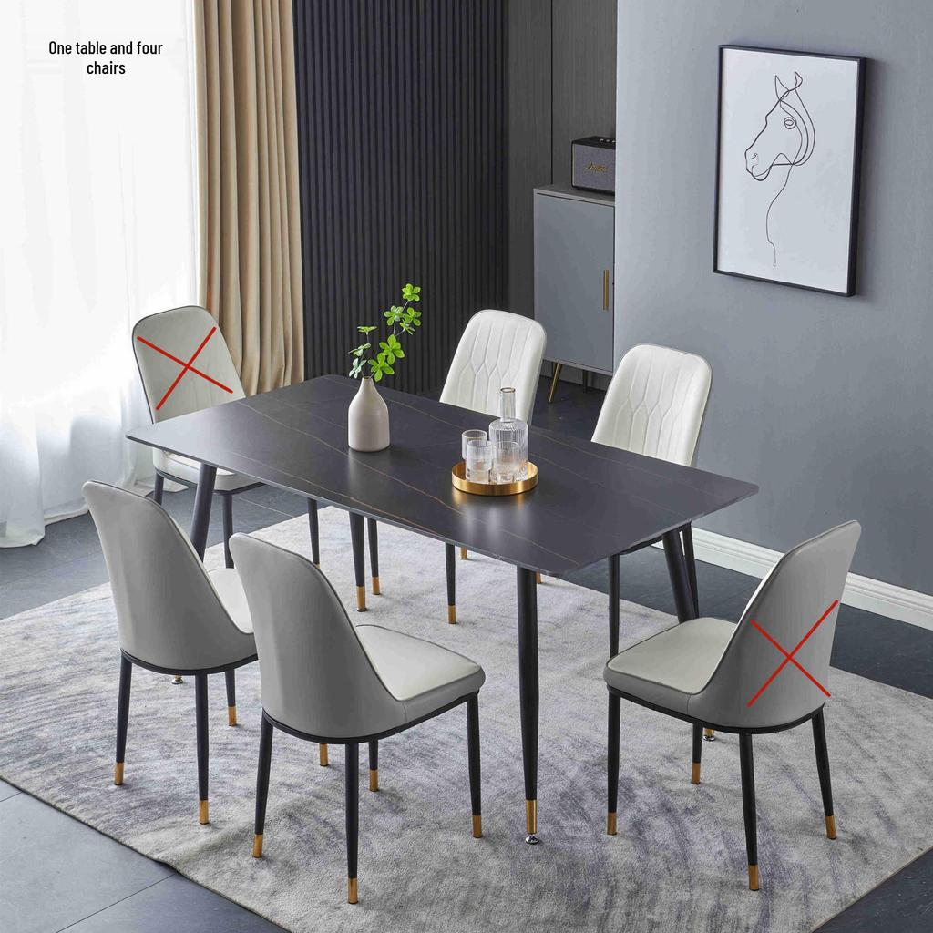 Modern Minimalist Italian Rock Slab Dining Table Set for Small Apartments