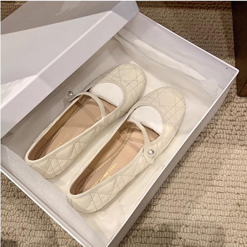 Button-strap Shallow Opening Flat Single Shoes